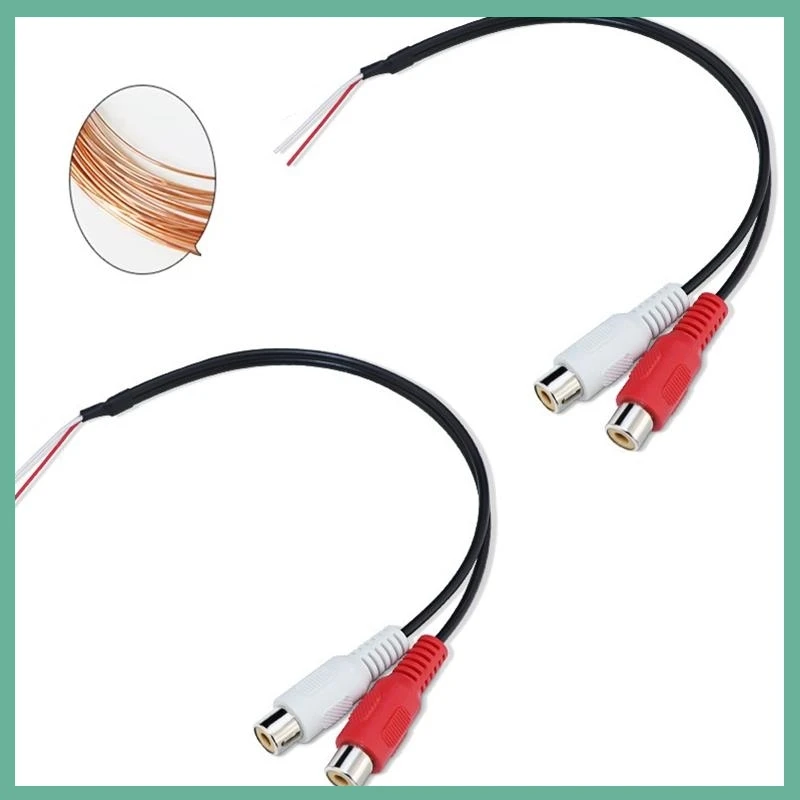 20cm 2 Way RCA Female Connector Extension Cable Shielded Car Wire Audio Red White Copper Wire for Car Rear Sight Dual Head E3