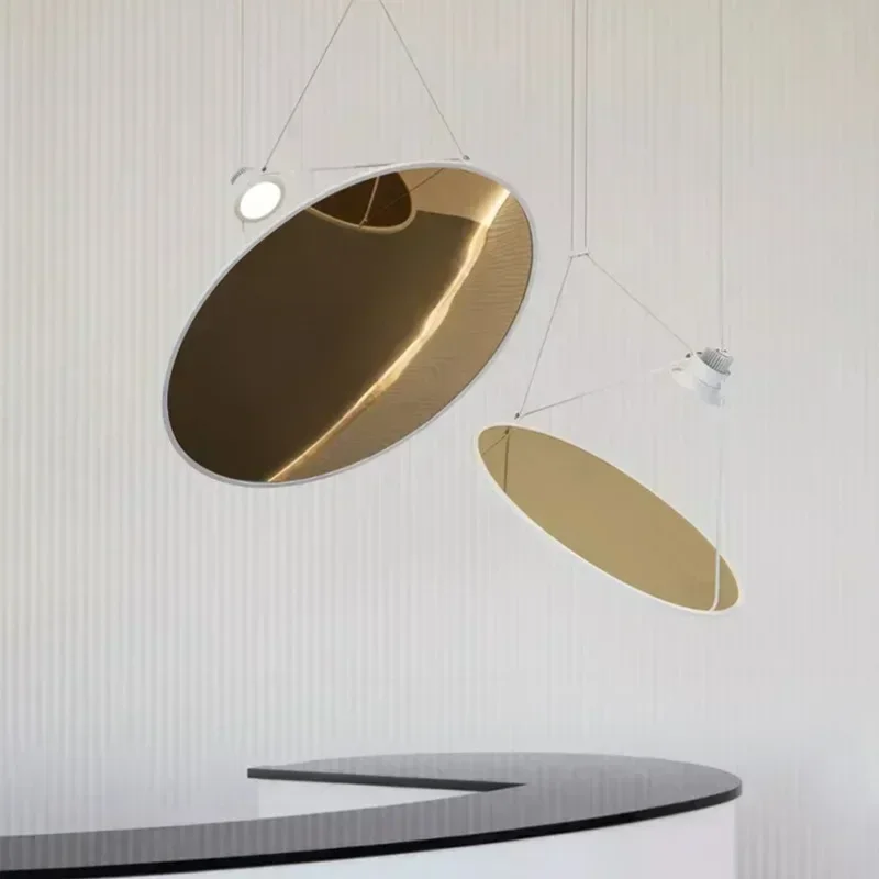 

SANDYHA Modern Nordic Minimalist Led Chandelier Hanging Lamp Reflection Projection Lighting for Living Room Dining Bedroom Home