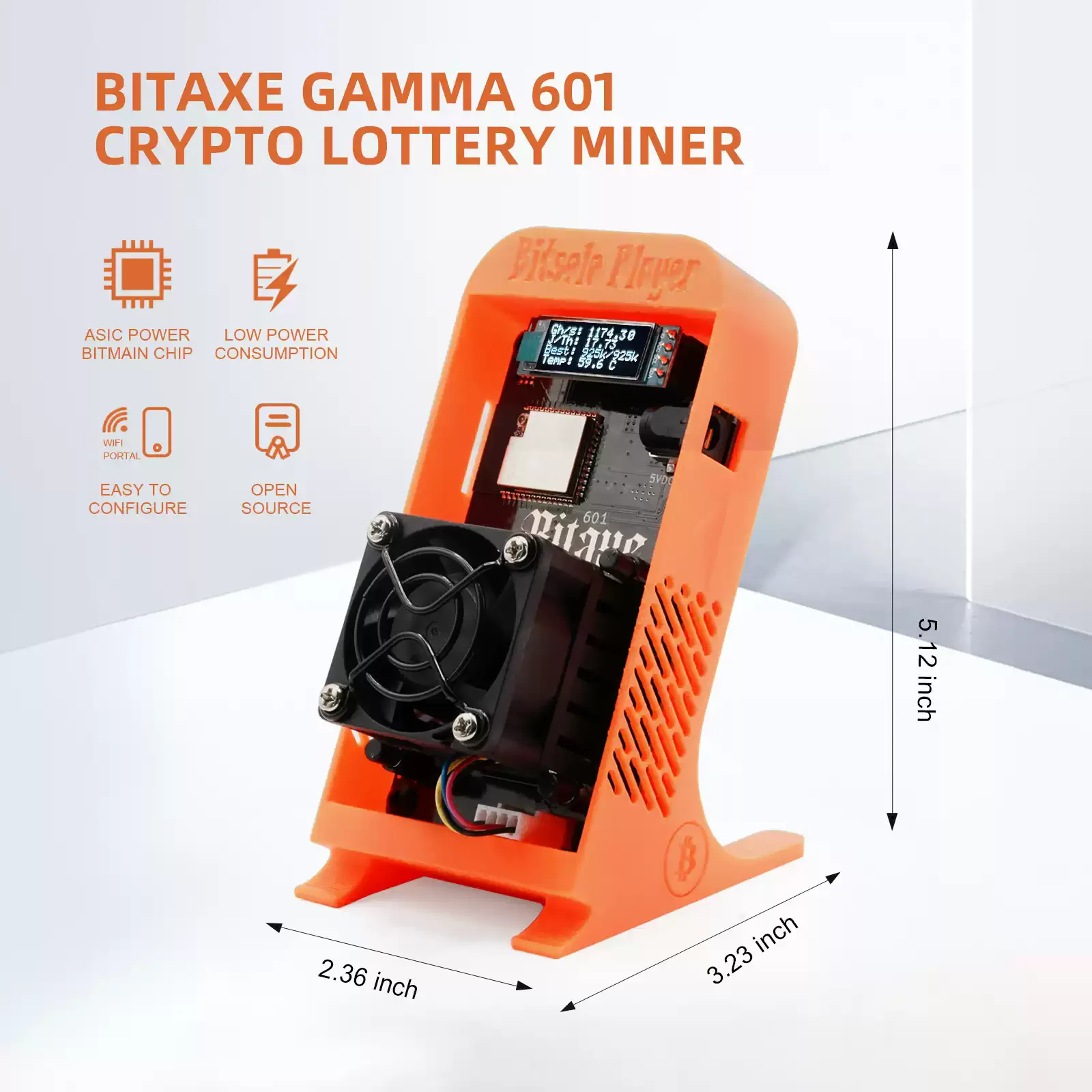 

Bitaxe Gamma 601 Solo Miner 1.2TH/S Crypto Miners BM1370 Asic Chip 18W Powerful Bitcoins Mining Machine BTC Miners With Bracket