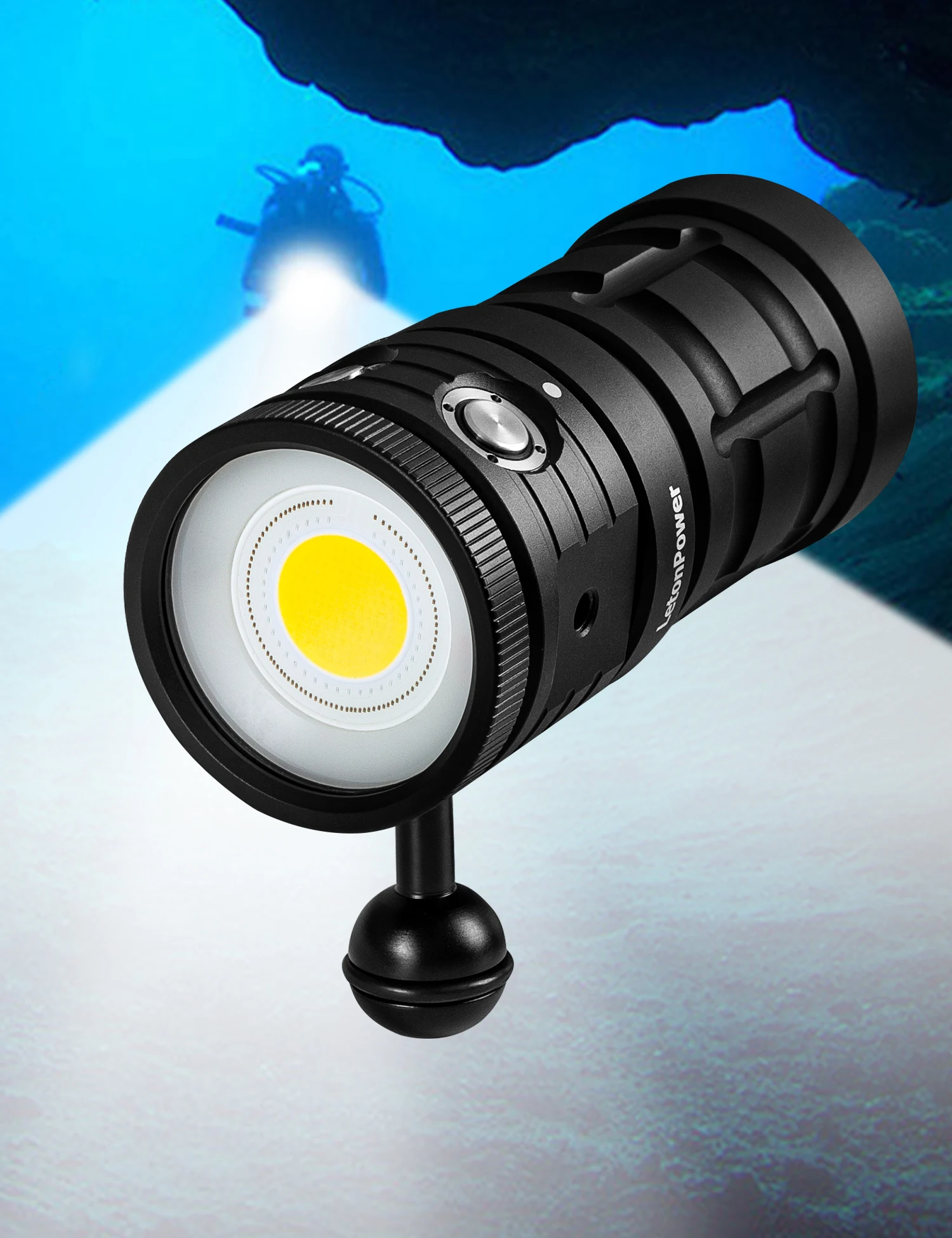 LetonPower Diving Flashlight COB 18000Lumens underwater flashlight LED scuba dive light 100m waterproof Underwater Video Torch