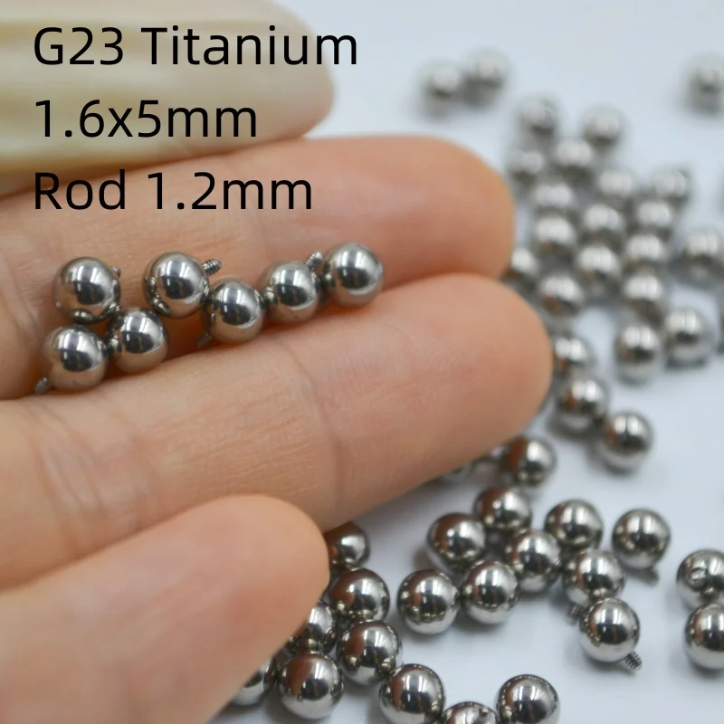 50pcs Body Jewelry - G23 Titanium Internal Thread Balls 1.2x3mm 1.6x5mm Tongue/Navel Replace Body Piercing Jewelry 14G