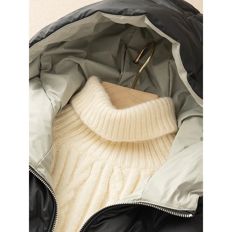 女性のカジュアルなパッチワークコート,フード付きトップス,白いダックダウンジャケット,秋冬アウター,新しいコレクション90%