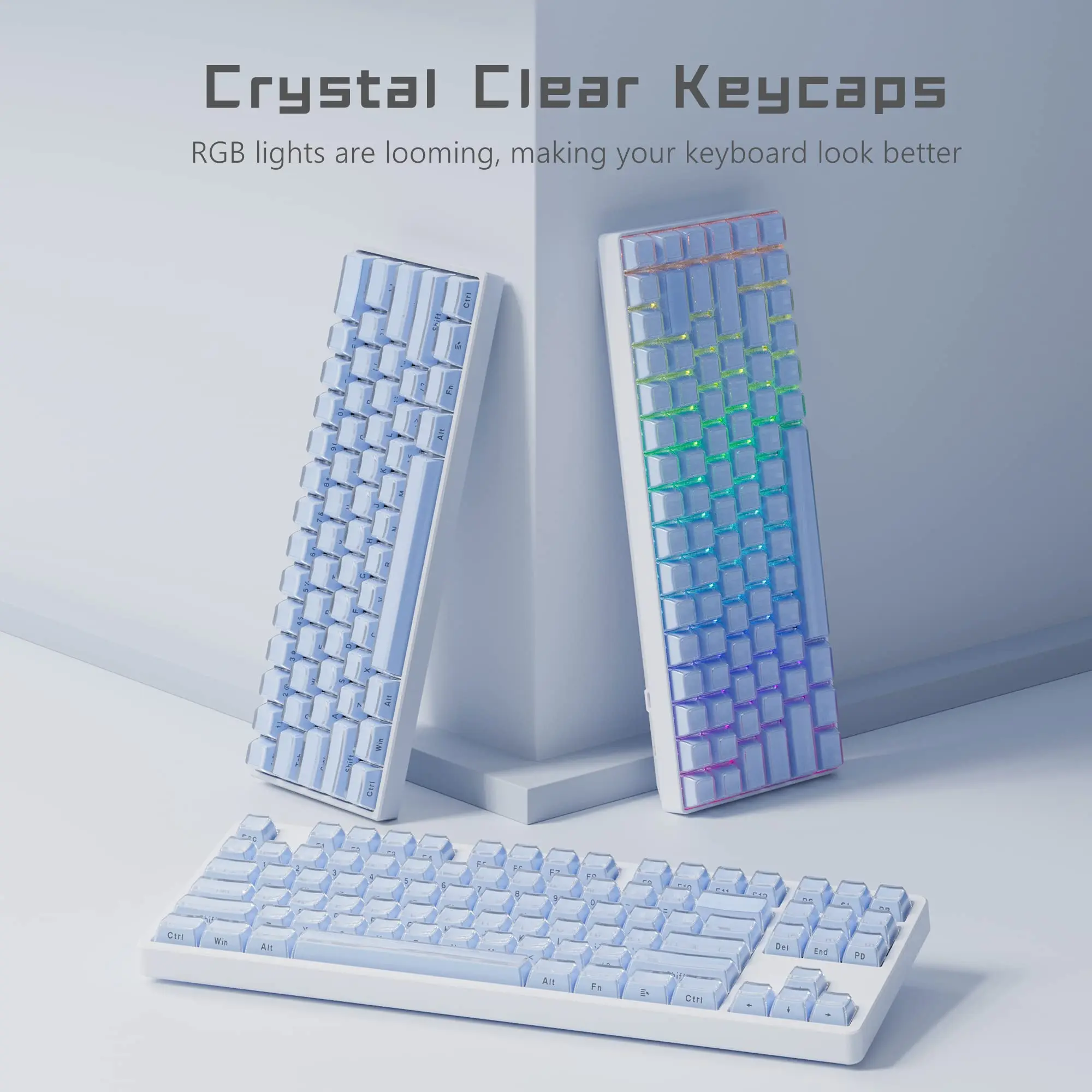 113 Key Jelly รอบด้านข้างคริสตัลน้ําแข็ง Keycaps โปร่งแสง OEM Key สําหรับ Cherry MX Switch 61 68 104 แป้นพิมพ์เครื่องกล