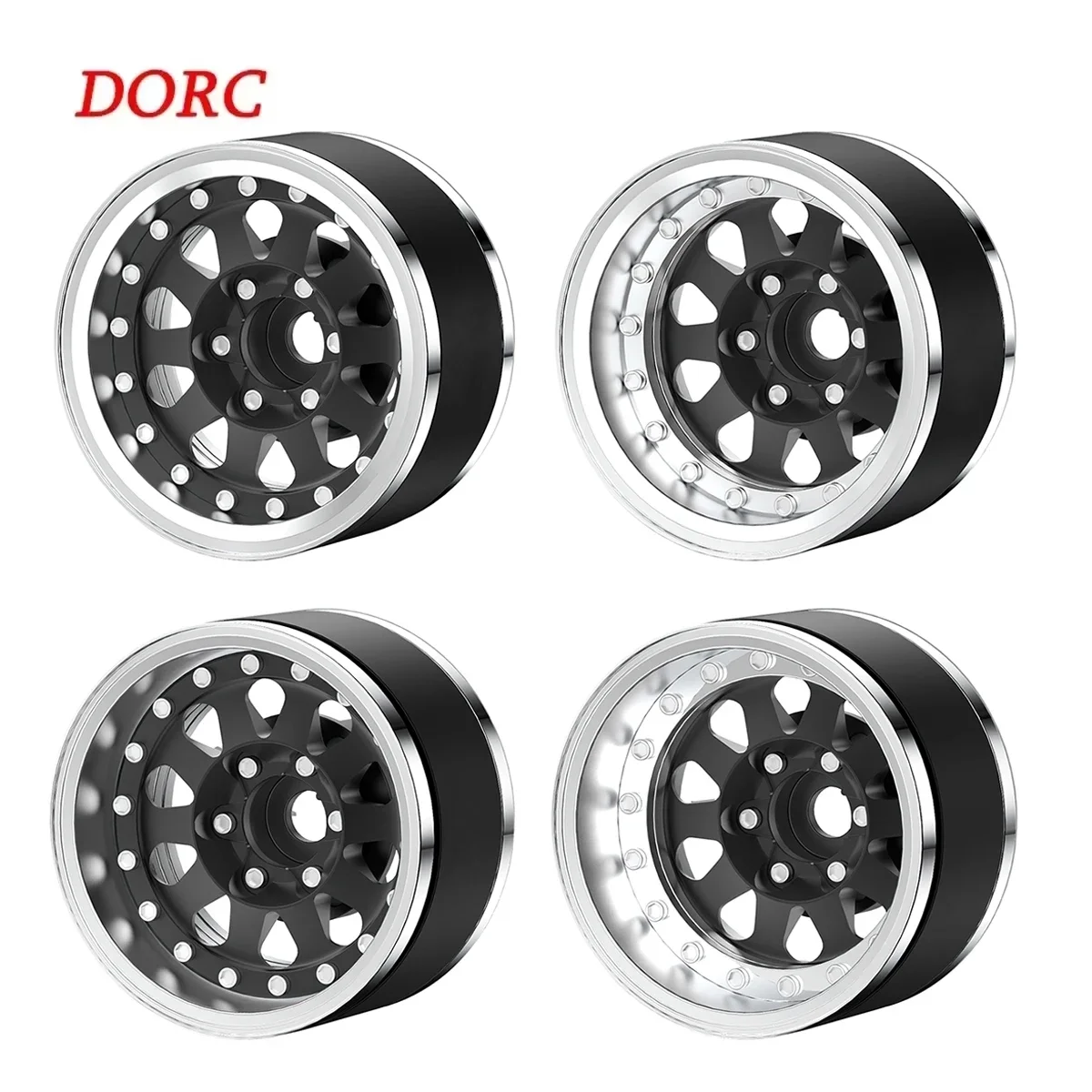 4PCS Aluminum 1.9 Inch Beadlock Wheels Rim Adjustable Offset Wheel Hub for 1/10 RC Crawler Car TRX4 TRX6 SCX10 GEN7 8 D90