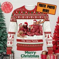 Christmas Custom Family Sweater Personalized DIY Photo Print Ugly Christmas Long-sleeved Tops Unisex Christmas Funny Pullover