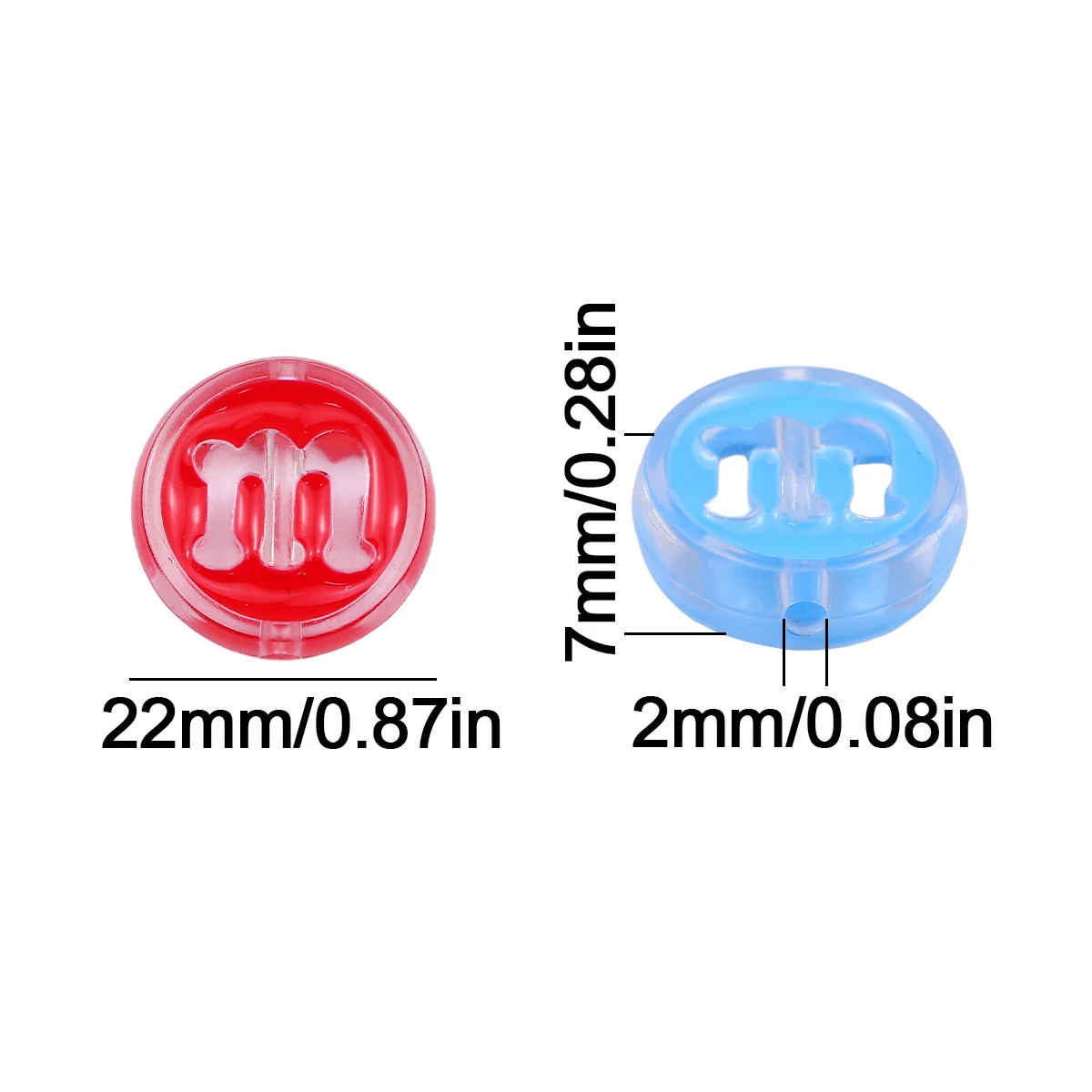22mm Acrylic Sandwich Bead Letter “M” Assorted Colors Handmade DIY Beads for Jewelry Making Necklaces Accessories