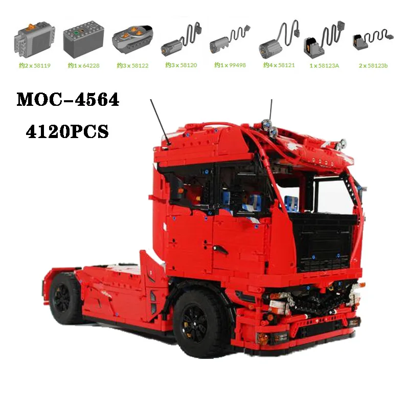 

Classic Building Block MOC-4564 Tractor Truck Trailer Head High Difficulty Splice 4120PCS Adult and Children's Toy Birthday Gift