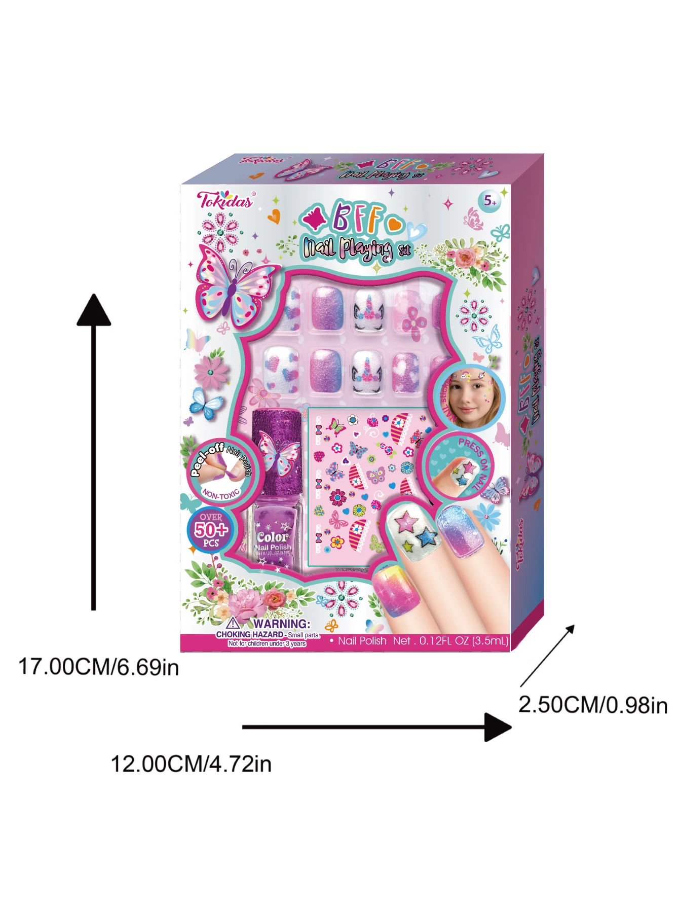 2024 Kids Makeup Set Butterfly Nail Playing Set Press on nail Set Stickers Nail Polish Art Kids Toys