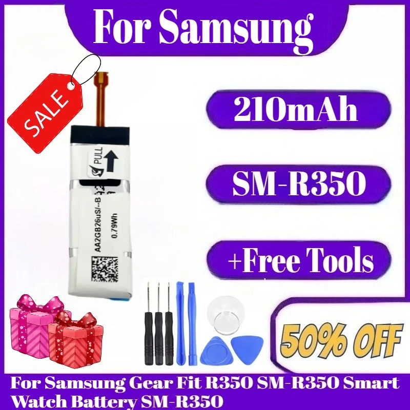 

Новый аккумулятор емкостью 210 мАч для Samsung Gear Fit R350 SM-R350, аккумулятор для умных часов SM-R350 + бесплатные инструменты