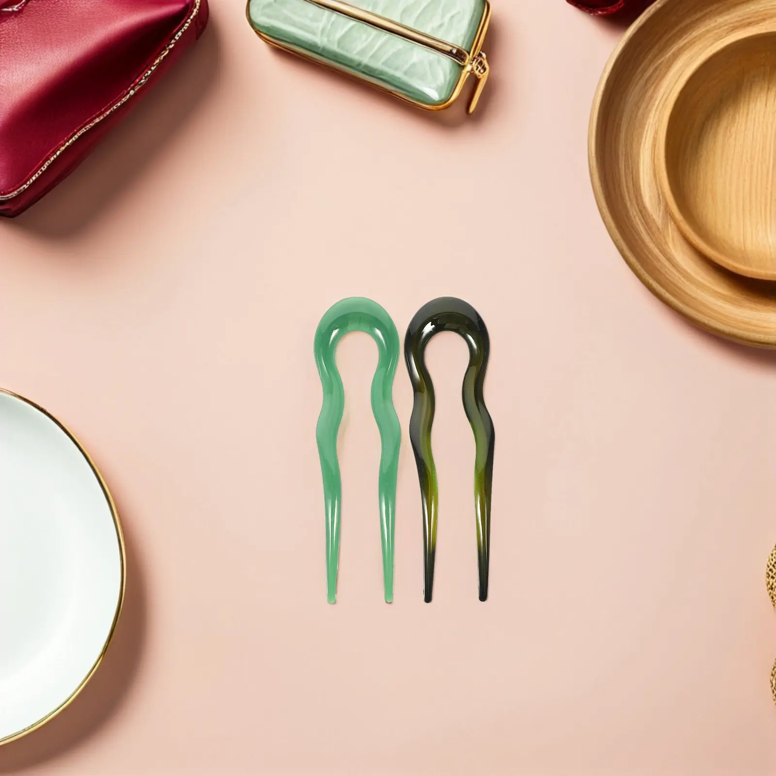 

5Pcs Retro Hair Pins Vintage U Shaped Forks Plastic Hair Bun Sticks French Chignon Pins Bridal Accessories Wedding Updo Jewelry