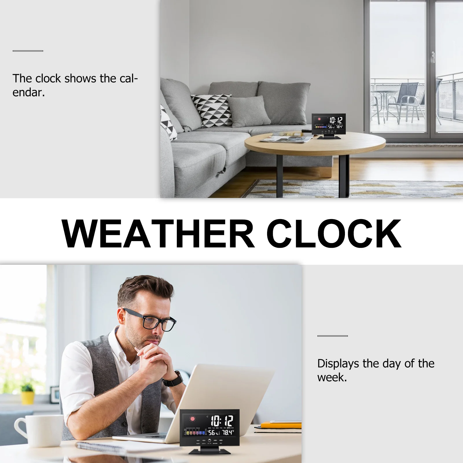 

1Set Electronic Clock Color Screen Calendar Smart Desktop Alarm Clock for Easy Reading and Backup Option