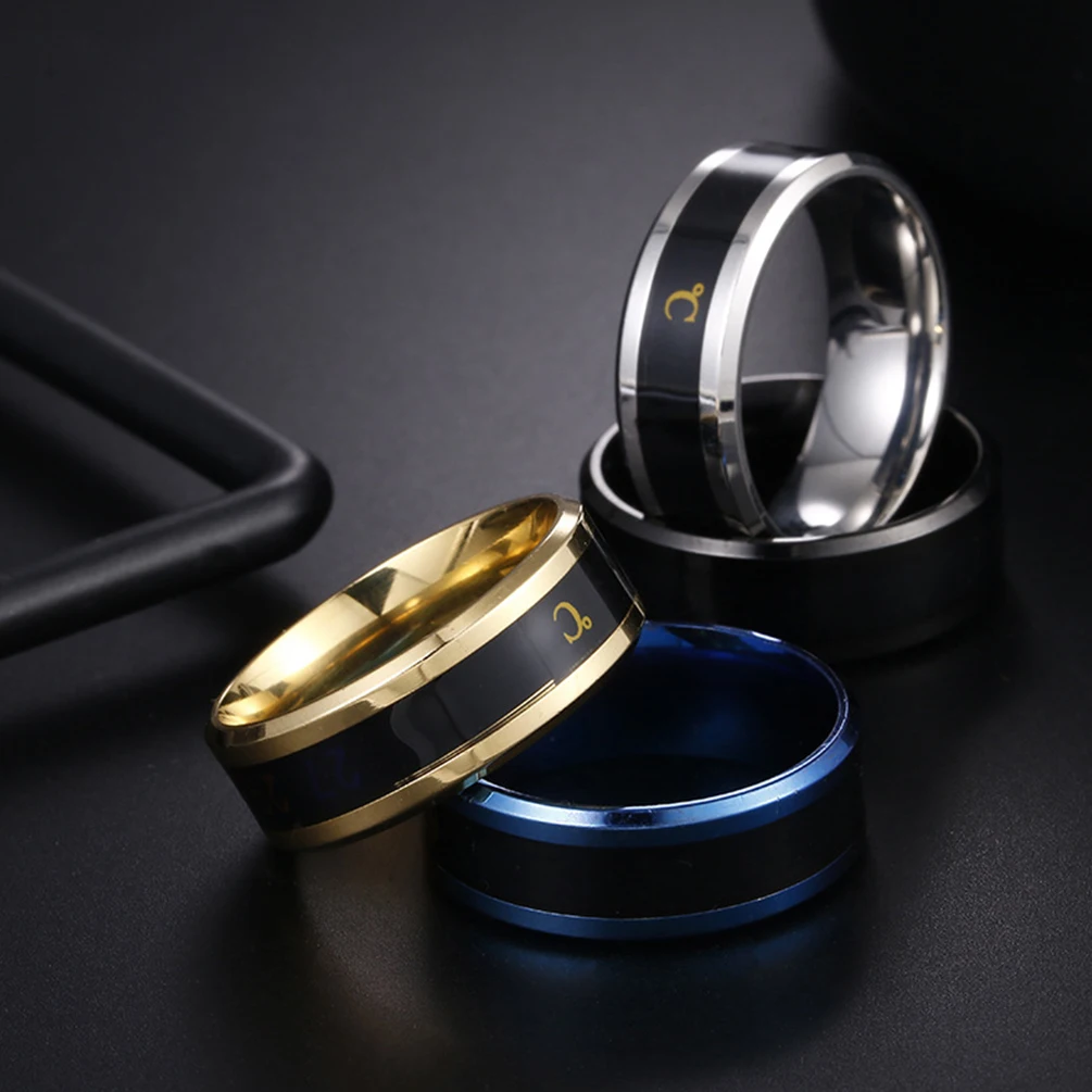 Fashion Smart Stainless Steel Multifunctional Ring For Couples Mood Change Color From Waterproof Body Temperature Measuring Ring