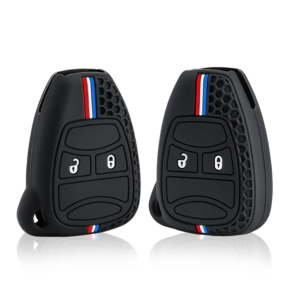 2 Buttons Silicone Car Key Cover Case Skin Protector for JEEP Commander Grand Cherokee Liberty Wrangler Compass Patriot Keychain