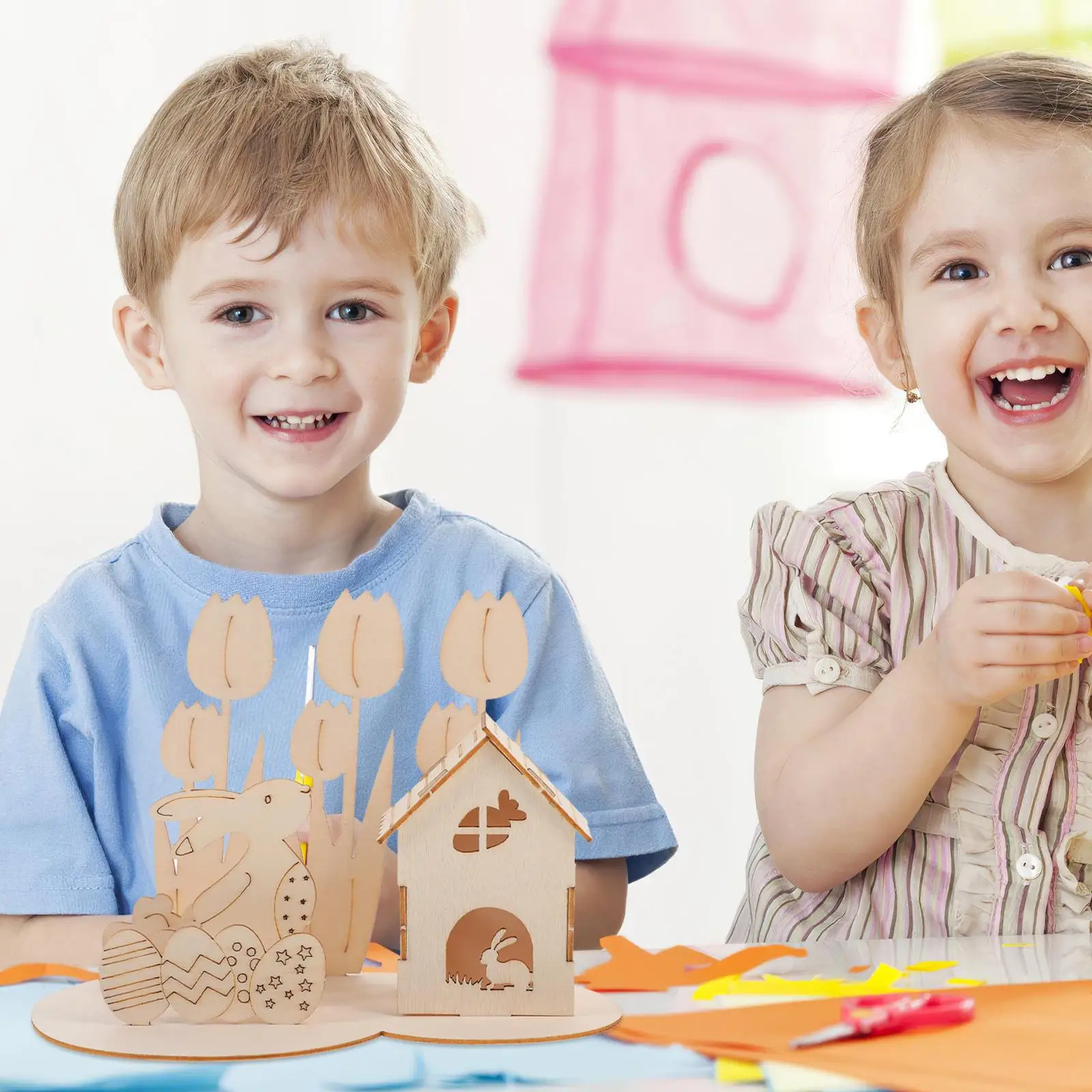 1 ensemble 3D lapin en bois Puzzle fête de pâques assemblage jouet bois artisanat modèle enfants enfant en bas âge Puzzle en bois âges 1 3 4 pâques