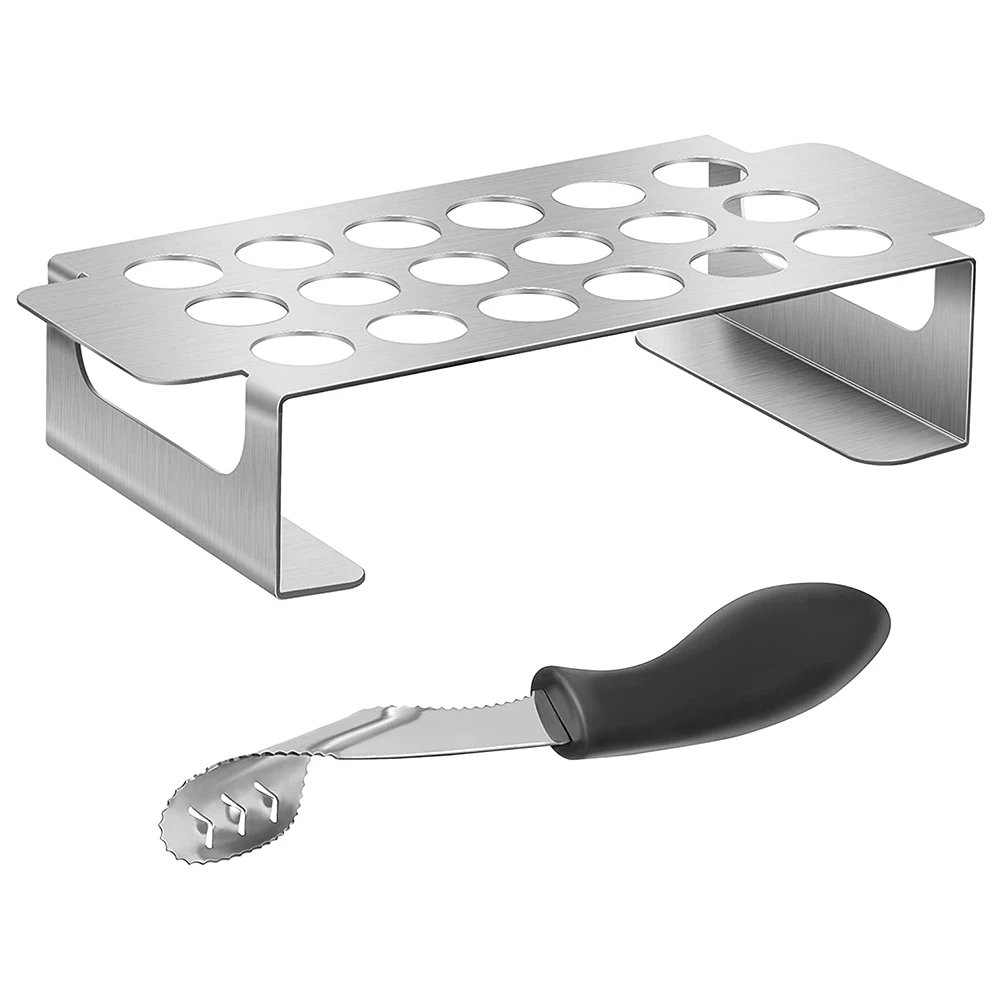 

F-CX-New 18 Hole Jalapeno Grill Rack & Pepper Corer Tool,Stainless Steel Drumstick Chicken Wings Roaster for BBQ
