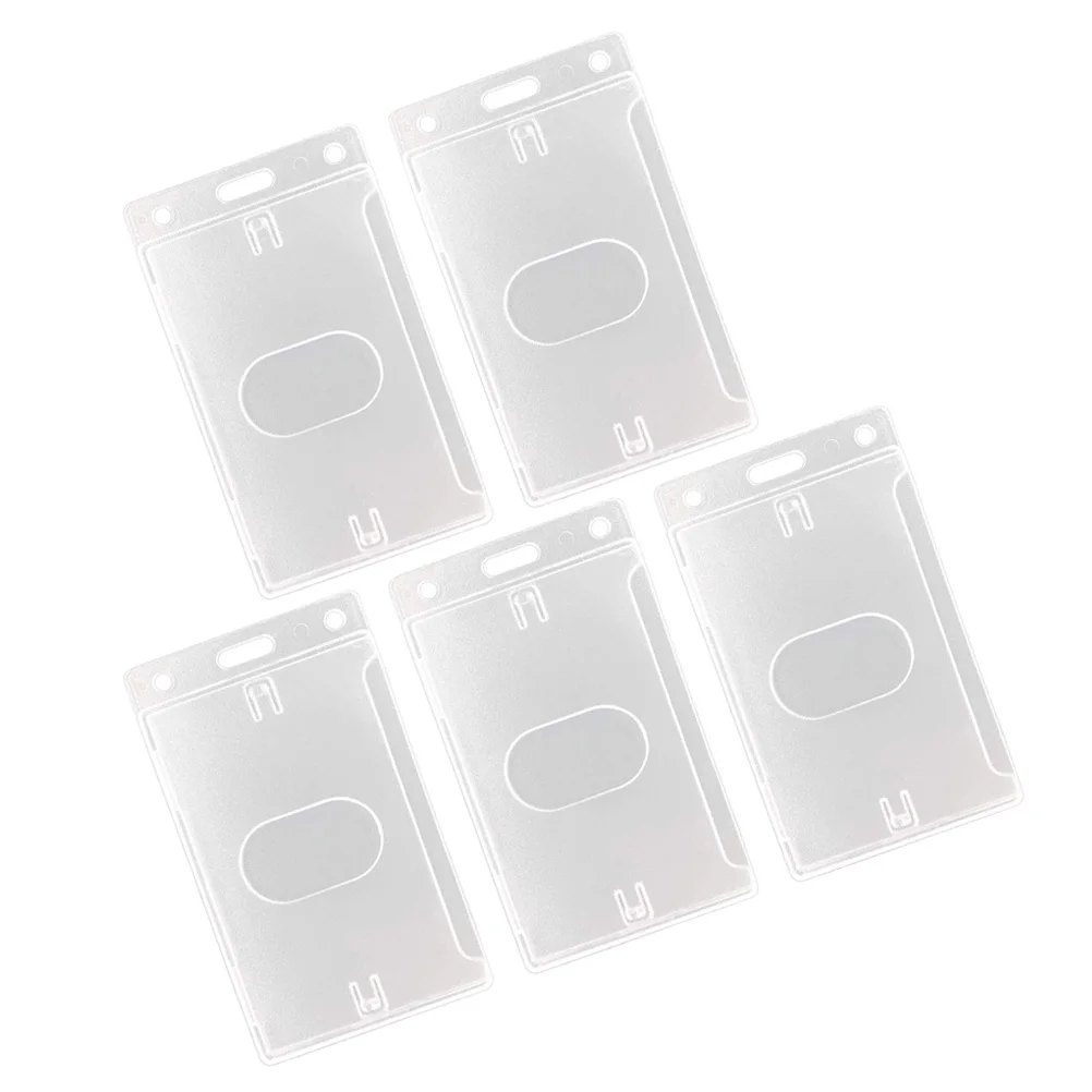

5pcs Transparent Card Holder Clear Hard Plastic Id Badge Holder For Office School Conference Event Use Compatible Lanyard