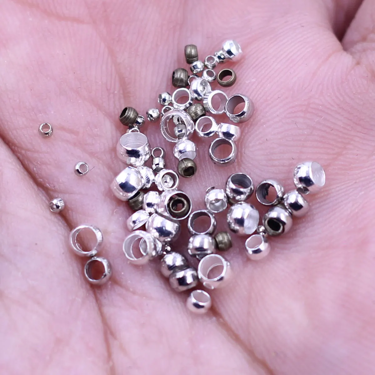 1000PCS Mixed Random Tiny Metal Spacer Crimp Beads 1.5-3.5mm DIY Crafts Jewelry Making Accessories Handmade Materials Pack