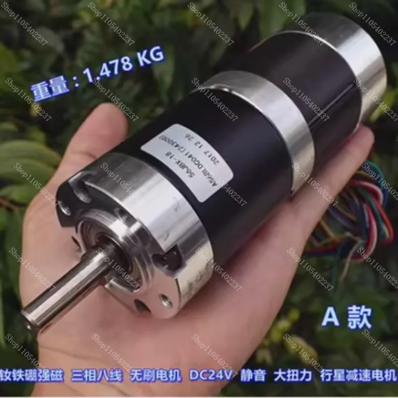 57mm NdFeB Three Phase Brushless DC Motor 24V High Power Torque Planetary Gear