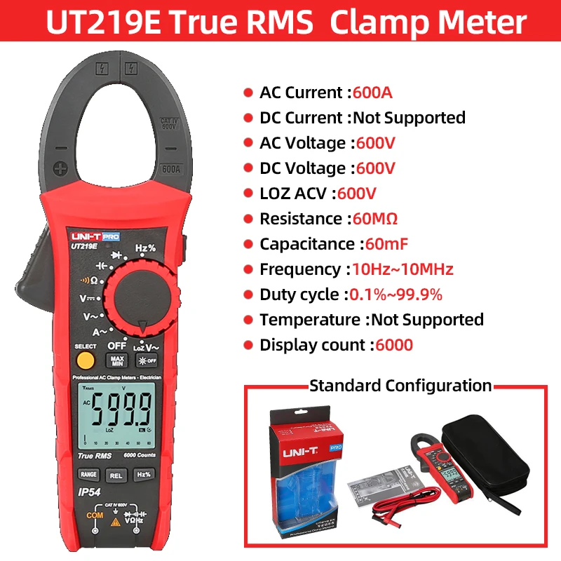 UNI-T UT219E UT219M UT219DS Professional Clamp Meter True RMS LoZ Input For Ghost Voltage Measurement CAT IV 600V