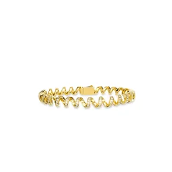 Bellux 925 Silver Synthetic Zircon Golden Full Diamond Landline Telephone Line Design Bracelet for Women