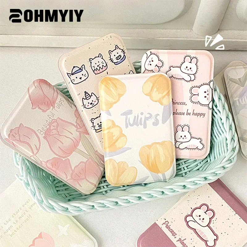 Miroir de maquillage de bureau en cuir PU, couleur unie, Simple, Portable, pliable, Compact, mignon, pour étudiant