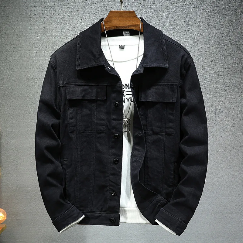 Coat Men Denim Coats Turn Down Collar Jackets Single Breasted Full Sleeve Vintage Y2k Streetwear Work Casual Jacket Simple 2026
