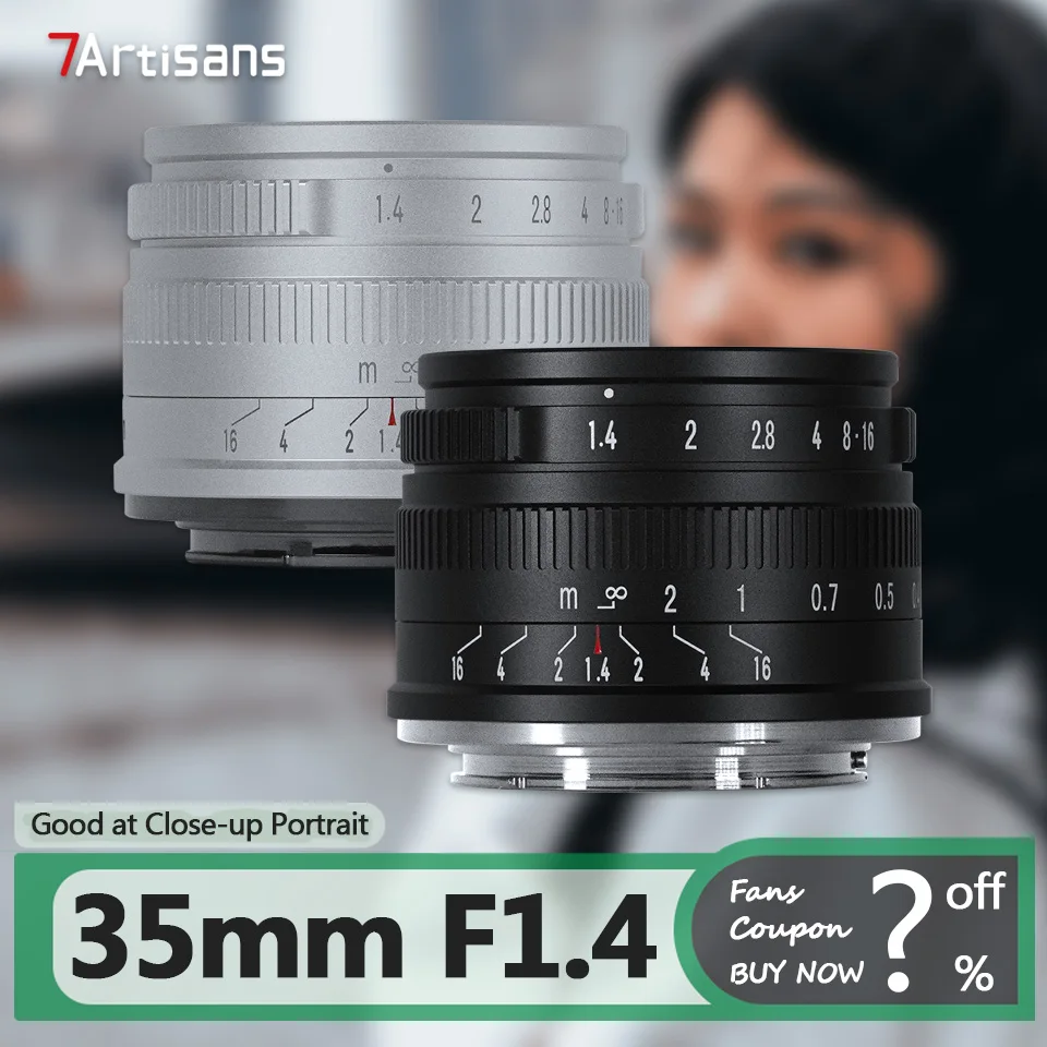 

7artisans APS-C 35mm F1.4 Large Aperture Portrait Prime Lens for Camera with Sony E Nikon Z Fujifilm XF Canon RF EOS-M M43 Mount