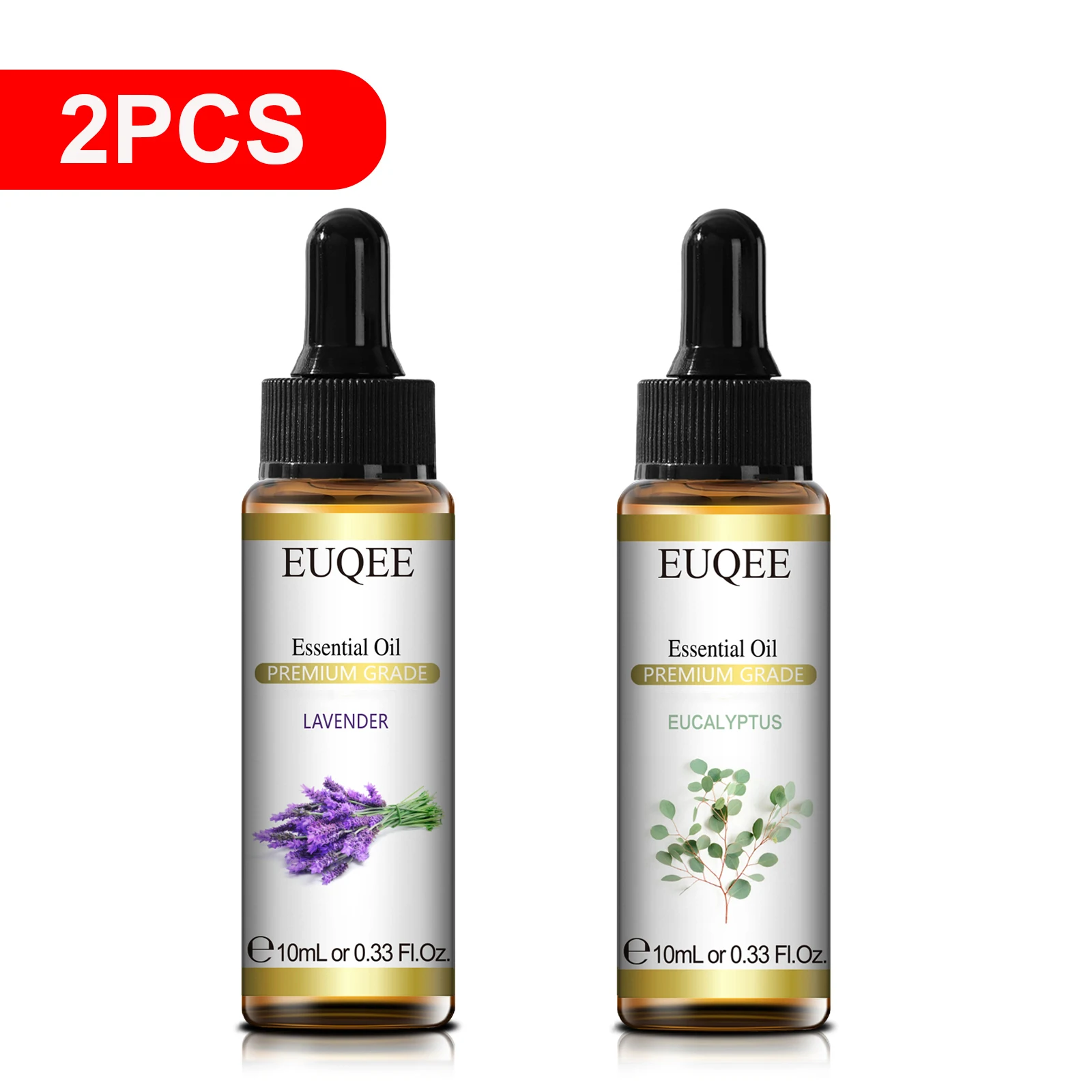 EUQEE-Juego de aceites esenciales para difusor, 2 uds., 10ml, Palo Santo, rosa, bergamota, eucalipto, lavanda, canela, aceites esenciales de aromaterapia