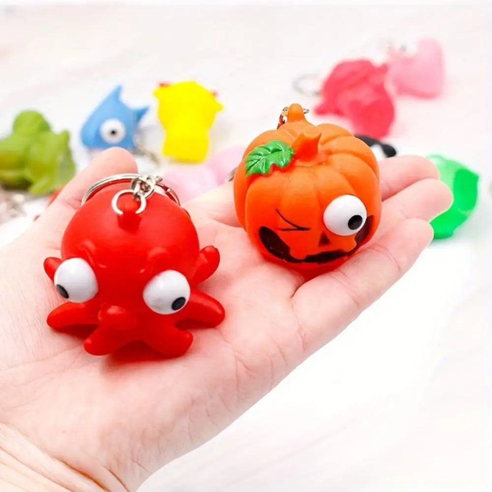 Silicone Vent Squeezing Key Chain Reliever Boring Vent Squeeze Keyring Work Vent Emotions Squeeze Eye Doll Pendant Children