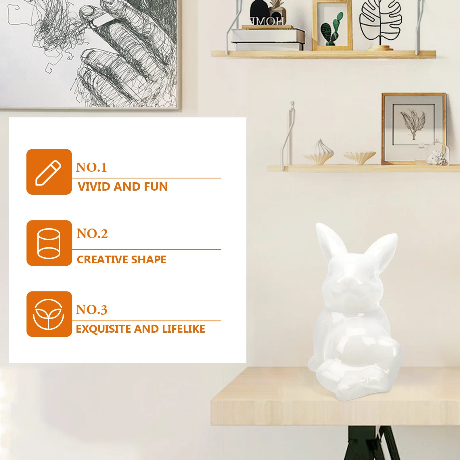 

3Pcs Ceramic Rabbit Decorations Elegant Desktop Decor for Kids Room Home Garden Creative Animal Ornament Ceramic Craft Decor