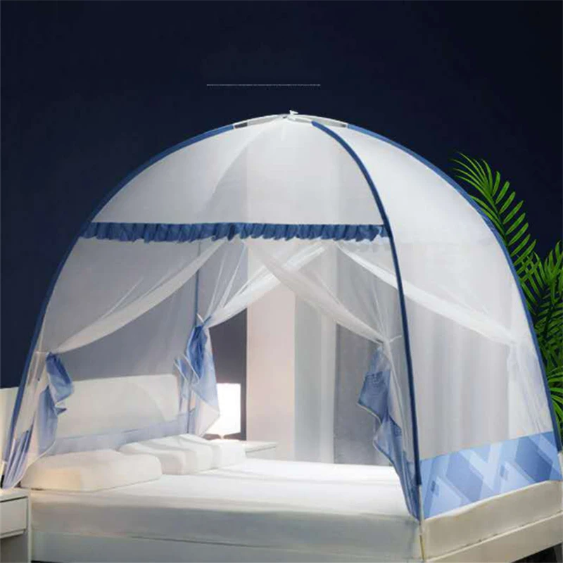 Fashion Small Fresh Print Pattern Home Mosquito Net Summer Universal Double Door Mosquito Net Large Space Yurt-type Mosquito Net