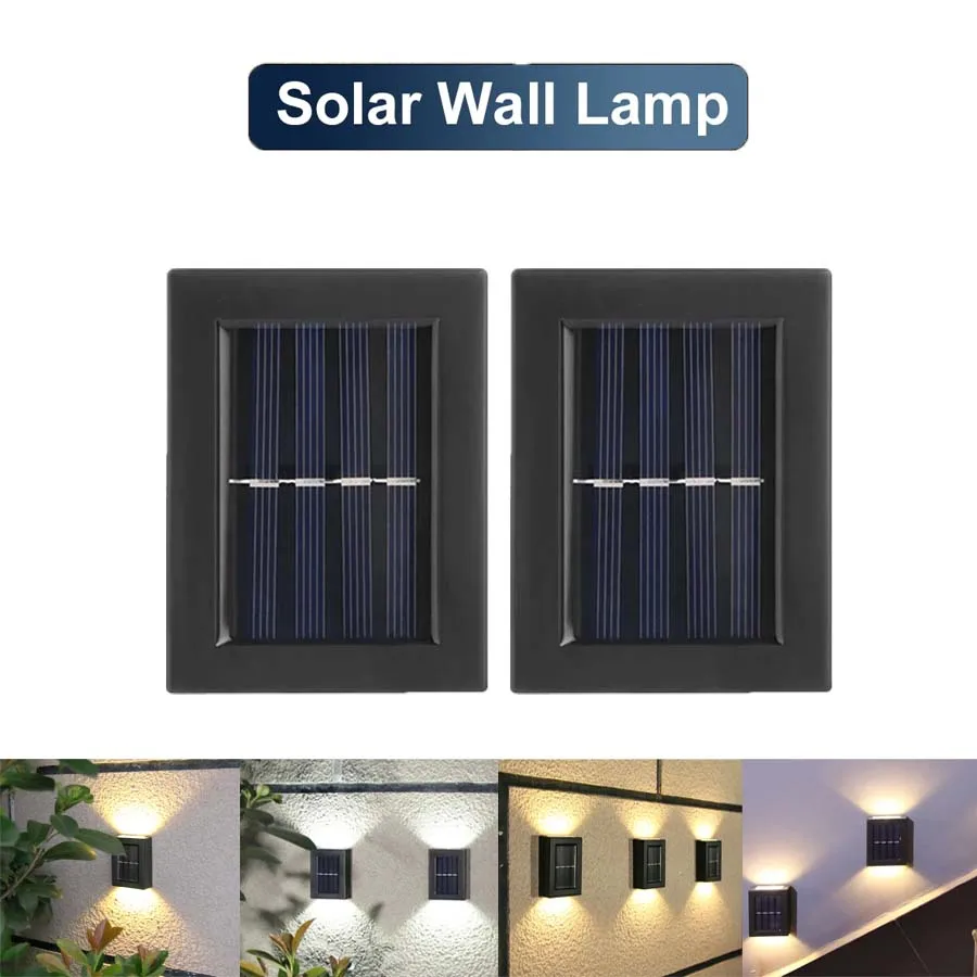 Solar Wall Lamp Outdoor Waterproof Solar Light Up and Down Luminous Outside Sunlights for Garden Yard Street Landscape Decor