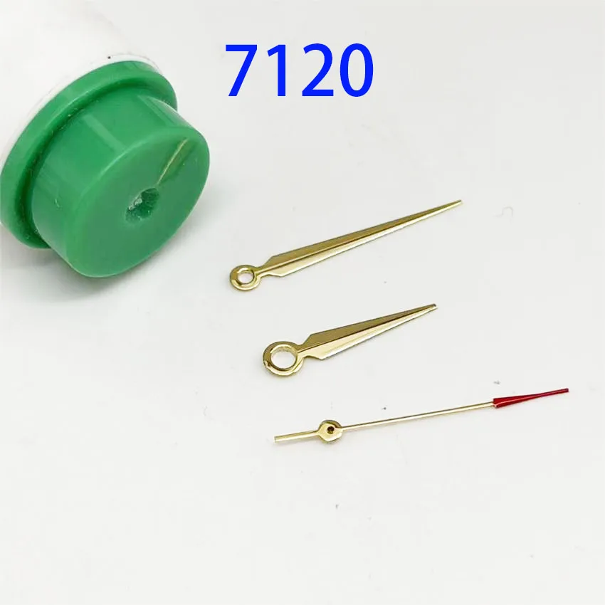 Golden Watch Hands Set for 7120 Movement - Non-Luminous Hour Minute Second Three-Needle Pointer Watch Accessories
