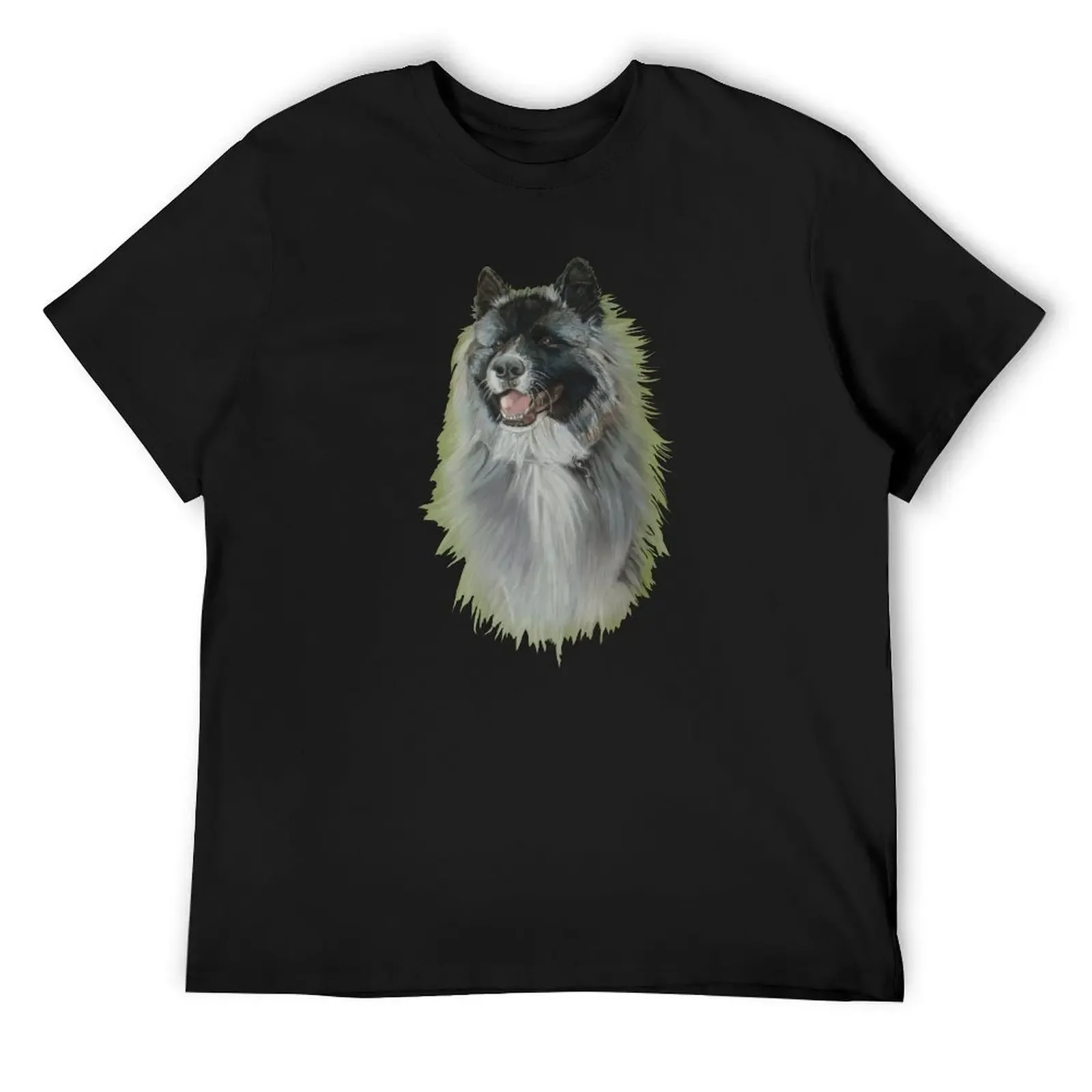 Long coat black faced silver grey akita T-Shirt tops funny gifts graphic tee shirt Short sleeve tee men