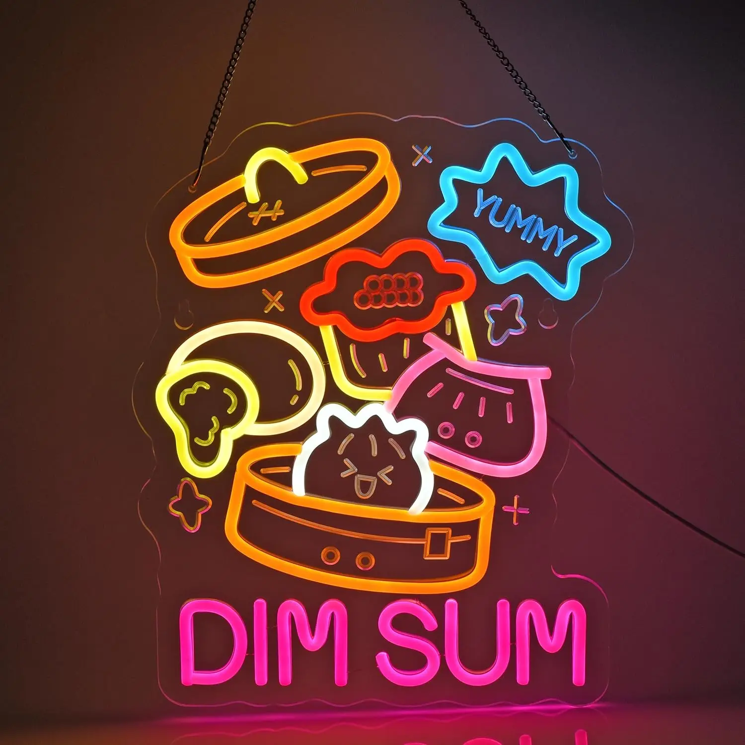 DIM SUM Neon Sign USB Dimmable LED Neon Light for Restaturant Shop Store Bar Market Deli Café Celebration Party Home Decor