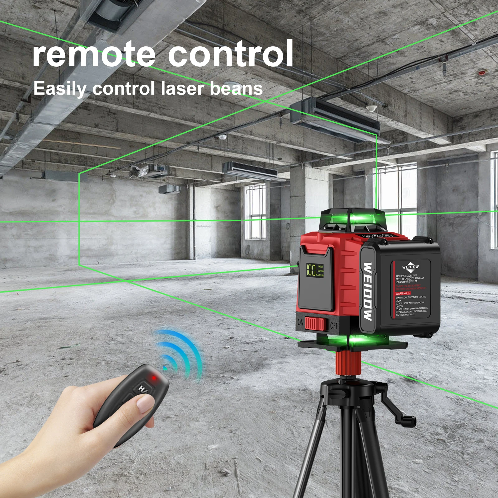 WEIDDW 4D 16 Lines Laser Level with suitcase Automatic 360 °Self Leveling 4x360° Cross Line Professional Laser Construction Tool