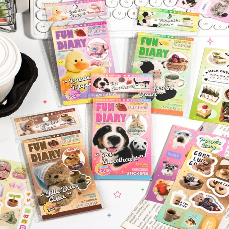 20 Sheets DIY Sticker Student Hand Account Make Photo Frame Scrapbook Glass Bottle Notebook Book Decoration Sticker Stationery