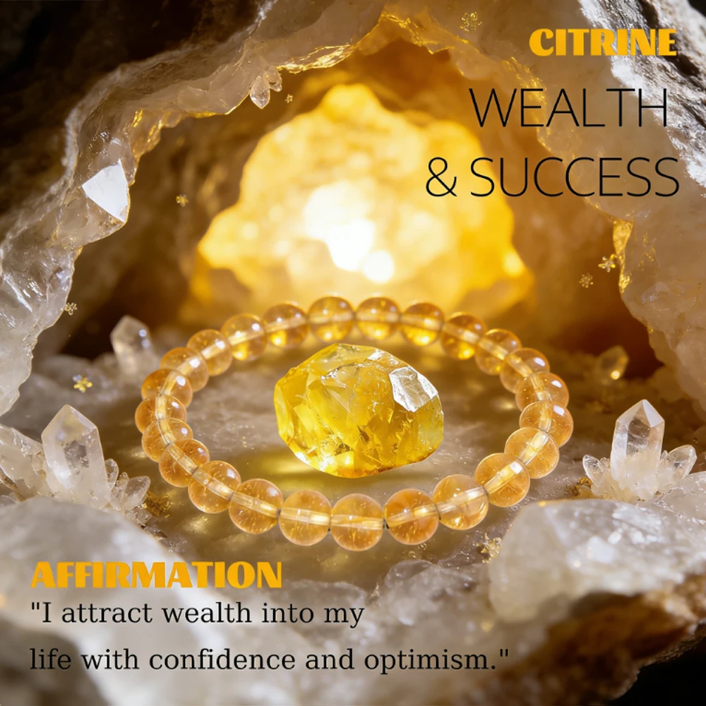 Citrines naturelles pierre perles Bracelets pour femme hommes richesse succès énergie cristal 4/6/8mm perles Bracelet bénédiction bijoux cadeau