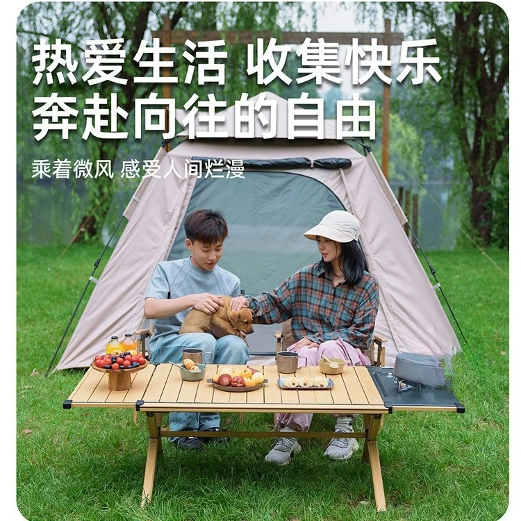 Expandable Aluminum Egg Roll Table, Portable Outdoor Picnic Desk, Rustproof with Carry Bag for BBQ Beach Camping