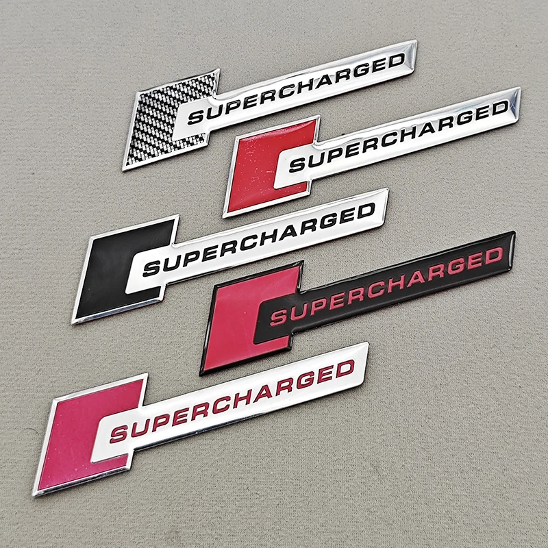 3D Aluminum Car Sticker Emblem SUPERCHARGED Logo Rear Trunk Badge Fender Side Decals For Land Rover Audi  Sport Auto Accessories