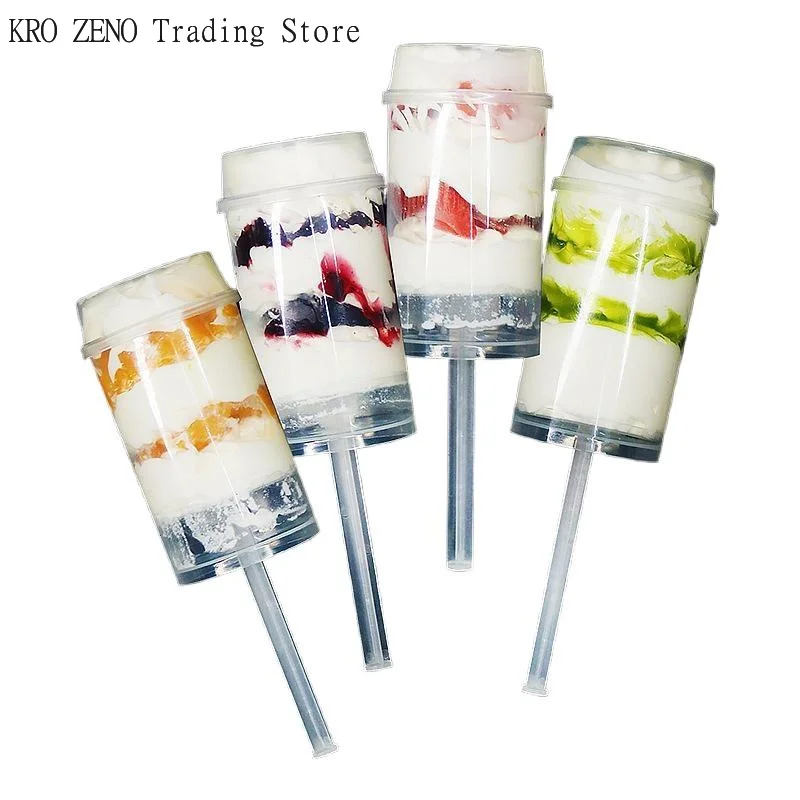 10pcs Pushable Cake Holders Diy Push Cake Mold Cylinder Shaped Cake Pusher Push Pops Plastic Containers With Lids For Kitchen view 6