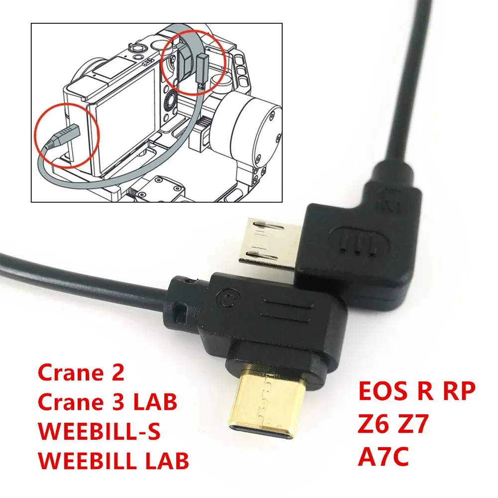 Micro USB to Type-C Camera Control Cable Adapter for ZHIYUN Crane2 Crane3 LAB Weebill-S & Canon EOS R RP Nikon Z6 Z7 A7C Camera