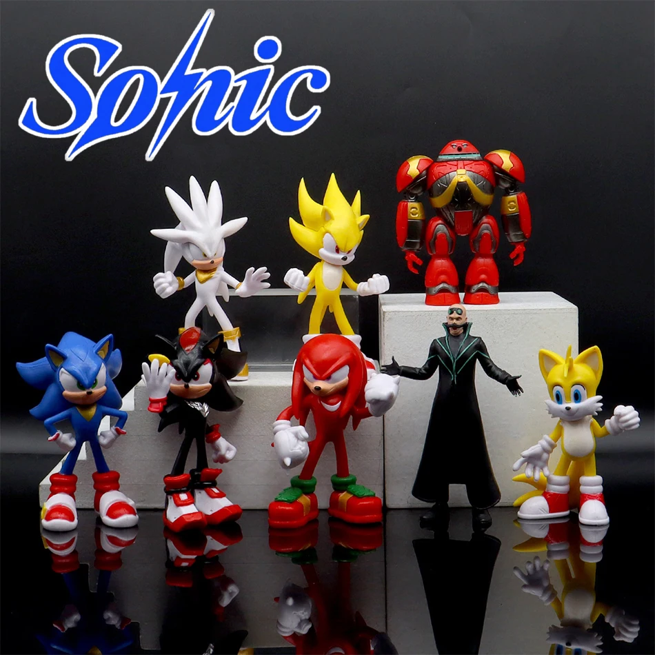 

8 Style Whole Set Sale Sonic Tails Werehog Action Figures Blue Shadow Doll Cartoon Figurines Collectible Dolls Kids Hedgehog Toy