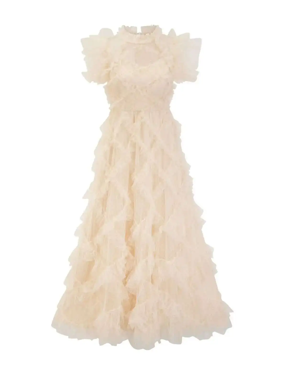 JAMERÁRIO-Vestido bordado feminino, camadas de manga curta, babados, bolo estampa floral, maxi longo, robe de baile, verão, 2024