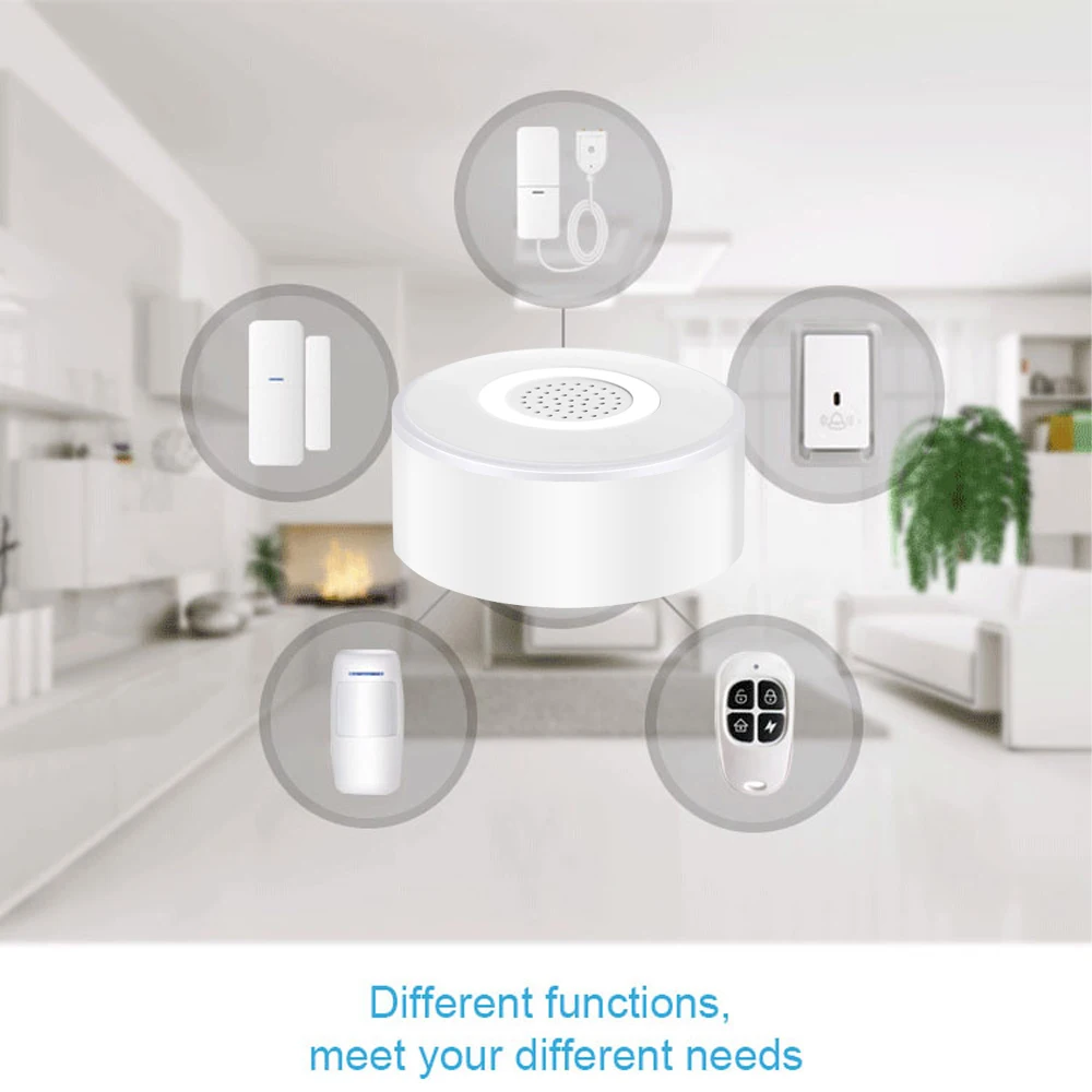 Imagem -02 - Tuya-home Security Siren Alarm System Smart App Porta e Janela Sistema de Alarme Sos Alexa e Google Apartamento e Escritório 2.4g Wifi Kit 5-piece