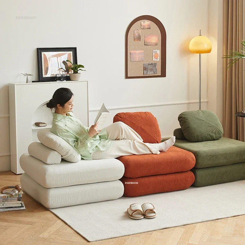 Nordic Living Room Chaise Lounge, Small Apartment Dual Purpose, Sleepable Reclining Sofa Bed, Home Bedroom Balcony Tatami