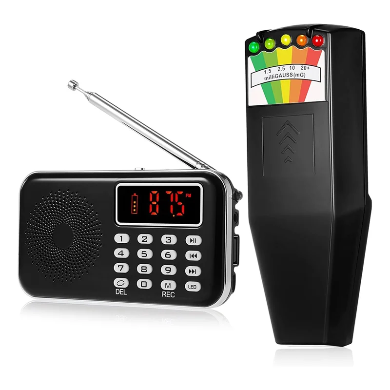 مجموعة معدات مكونة من قطعتين تتضمن مقياس EMF LED للمجال المغناطيسي وجهاز التحقيق الكهرومغناطيسي الخارق