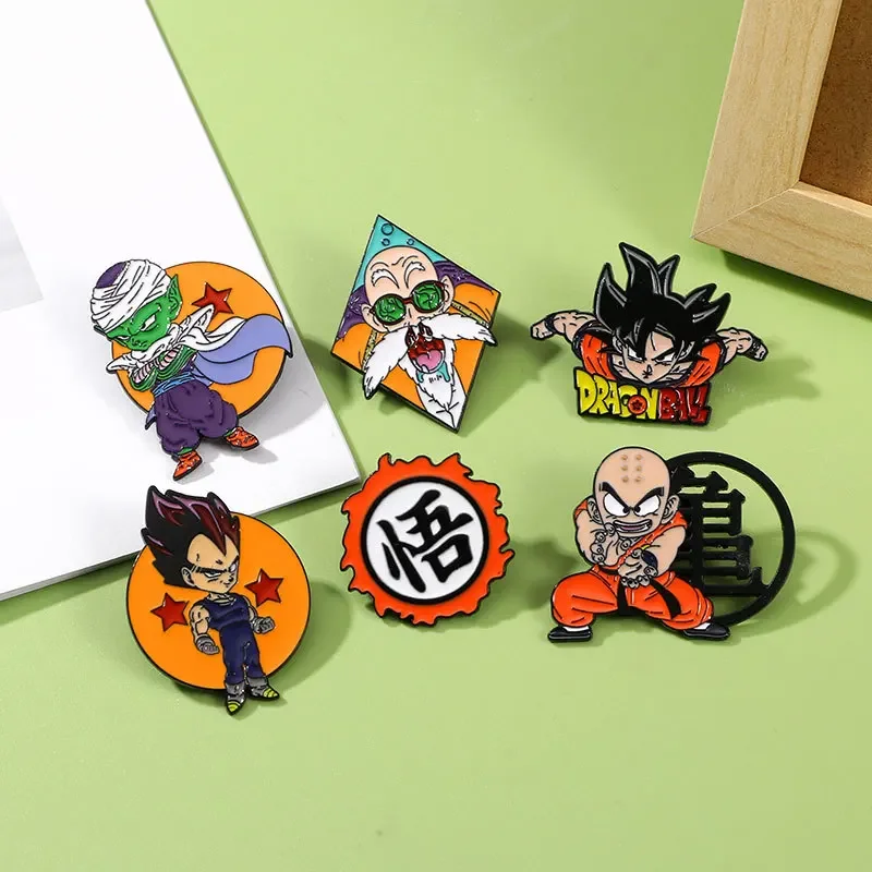 Japanese Anime Cartoon Dragon Ball Peripheral Series Metal Badge Cartoon Character Wukong Master Roshi Accessories Brooch