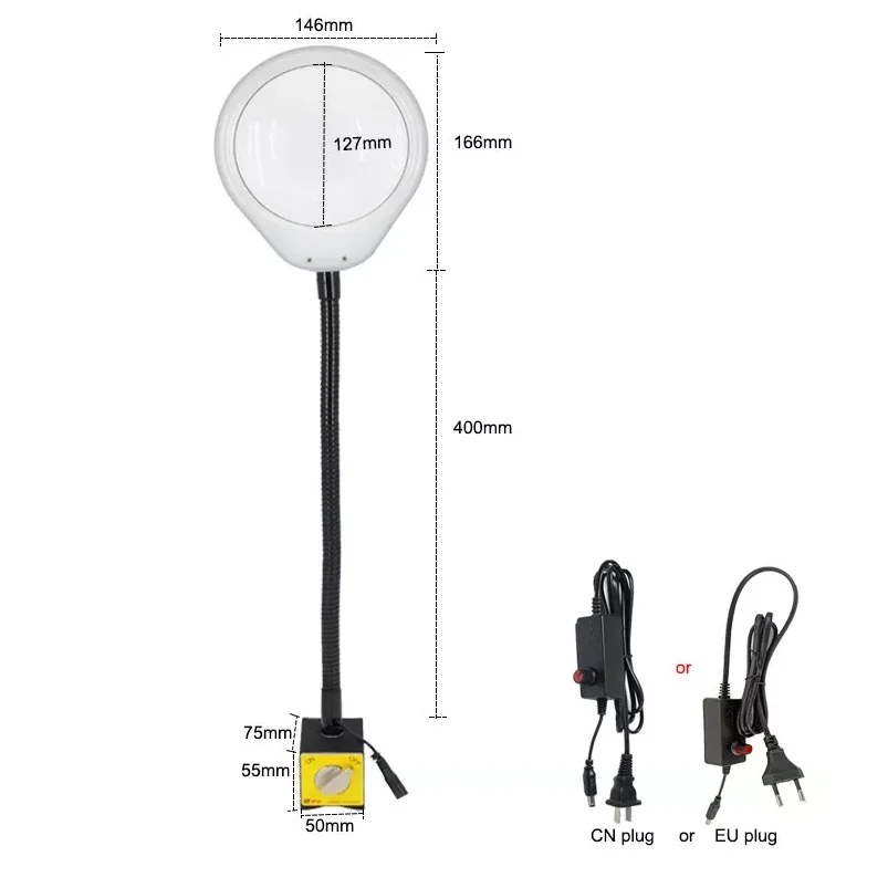 3x 5x 8x 10x 20x Magnetic Machine Work Lamp with Magnifying Glass for Metal Repairing,Welding,Inspection