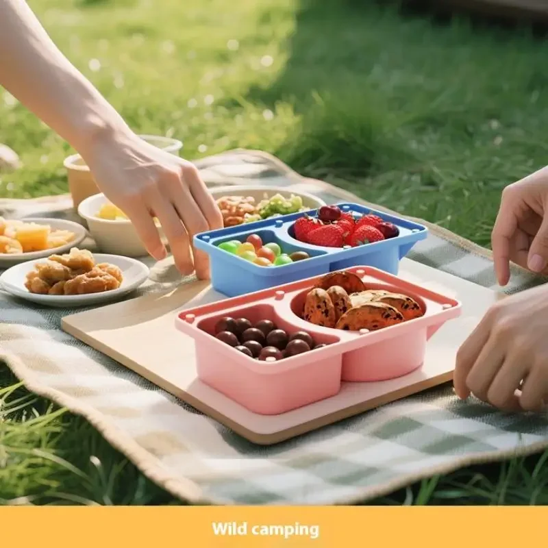 Snackcontainers met 2 compartimenten en deksels - BPA-vrije lekvrije siliconen sausdoos voor specerijen, lunch- en picknickopslag